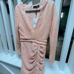NWT Lavish Alice Iridescent Peach Sequin Mini Dress